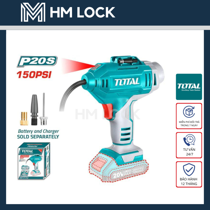 [NEW] MÁY BƠM HƠI CẦM TAY TỰ ĐỘNG DÙNG PIN 20V TOTAL 150PSI/10,34BAR ...