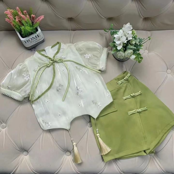 1 Set Hanfu Suit for Kids Girl New Modified Vintage Chinese Style ...