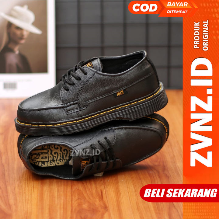 ZVN Kenzo Sepatu Docmart Pria Kulit Low Boots Pantofel Hitam Kerja