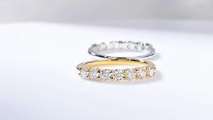 Smyoue 0.7CT 3mm Gemstone Moissanite Rings for Women S925 Silver Matching Wedding Diamond Band Stackable Ring White Gold Gift