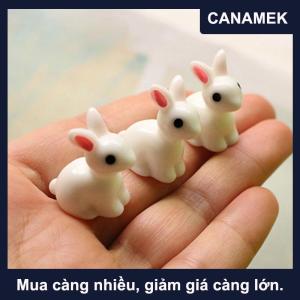 【CANAMEK】 10pcs dễ thương Mini nhựa bunnies thu nhỏ con số 3D nhỏ màu trắng thỏ Trang trí micro cảnh quan Dollhouse trang trí thủ công tự làm