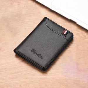 Business Card Wallet Slim credit card holder Leather Drivers License ATM Card Holder Short Leather Purses Bifold Money Clip RFID Wallet For Men With Multi-Card Slots