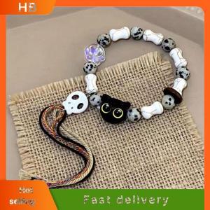 HB Cute Cartoon Cat Bracelet For Women Girls Creative Colorful Adjustable Woven Rope Bracelets Unique Cat Beaded Charm Bracelets