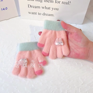 0-3Years Baby Hand Gloves Thicken Mittens for Kids Cute Cartoon Gloves Boys Girls Winter Thick Warmer Knitted Mittens