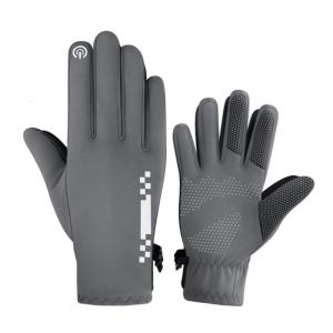 ถุงมือปั่นจักรยานมีฉนวนกันความร้อนกันลมด้านหลังและที่ยึดกันลื่นที่มีความปลอดภัยถุงมือจักรยานสำหรับอากาศหนาวหน้าจอสัมผัส
