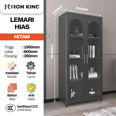 [MURAH] Lemari Kaca Besi Lemari Pajangan Display Cabinet Rak Tas Buku Minimalis