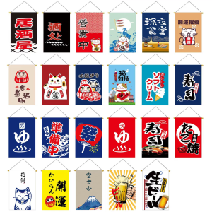 Colorful Japanese Styles Decorative Flags for Restaurants Shop Wine House or Living Space Lucky Cats Cartoon Banners