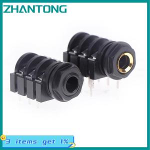 ZHANTONG 5ชิ้นแจ็คชนิดเสียงสเตอริโอแผง PCB เมาท์6ขา1 4 6.35มม. ช่องสัญญาณคู่แจ็คหูฟังสเตอริโอตัวเมียช่องเสียบแจ็คโทรศัพท์