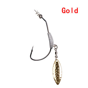 ตะขอเบ็ดว่ายข้อเหวี่ยงใบมีดเบ็ดตกปลาน้ำหนัก1ชิ้นสีทอง/เงินพร้อมตะขอหัวตะกั่วสำหรับน้ำจืด3.9กรัม/5.6กรัม/7.8กรัม