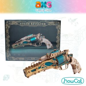 HowCat Steampunk Revolver Blue DIY Wooden Puzzle (S841) 3D Wooden & Paper Puzzle