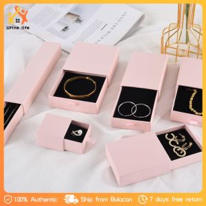 5pcs Pink Gift Packaging Box Folding Carton Jewelry Box Gift Box Square Drawer Box Necklace Earrings Packaging Gift Box