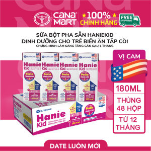Thùng sữa bột pha sẵn Nutricare Hanie Kid cho trẻ biếng ăn suy dinh dưỡng (180ml)