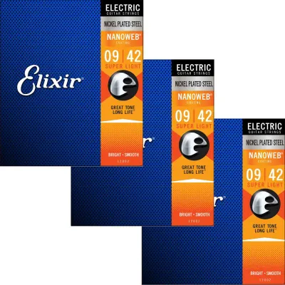3 Sets Elixir Electric Guitar Strings Polyweb Nanoweb Coating ANTI-RUST Plain Steels19052 12000 12002 12052 12077 Free Shipping