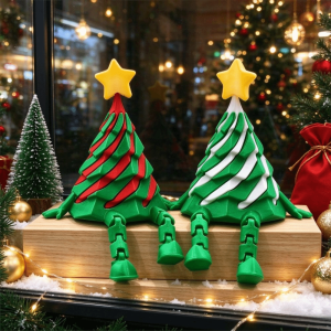 RANZH Multi-Joint Christmas Tree Figures Movable Joint 3D Printed Christmas Tree Ornament Festive Movable Christmas Tree Model Toy Christmas