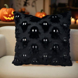 Pillowcases Holiday Decorations Pillowcase Embroidery Cushions Black and White Ghost Pattern