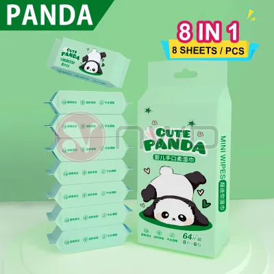 《 𝟴 𝗕𝗔𝗚𝗦 / 𝗣𝗔𝗖𝗞 》Multipurpose Disposable Wet Tissues Mini Alcohol Free Children Baby Cleaning Wet Wipes Tisu Basah 湿纸巾