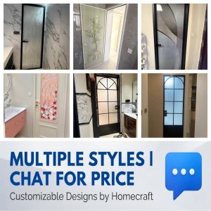 Aluminum Glass Door Tempered Frosted Fluted Glass Customize Design Size Color BTO Condo HDB Bathroom Kitchen Interior Door
