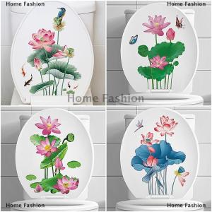 [COD] Home Fashion WC Stickers Toilet Plant Floral Wall Sticker For Bathroom Toilet Lid Sticker Decal Self Adhesive Mural Home Decoration