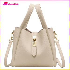 【NEW】 Womens Solid Color Bucket Bag Crossbody Leather Bag for Travel and Office Elegant Shoulder Bag with Spacious Interior