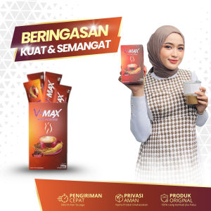 V-Max Coffee Minuman Sachet Serbuk Kopi Ginseng Rasa Cokelat Premium Untuk Wanita 1 Box Isi 10 Bungkus