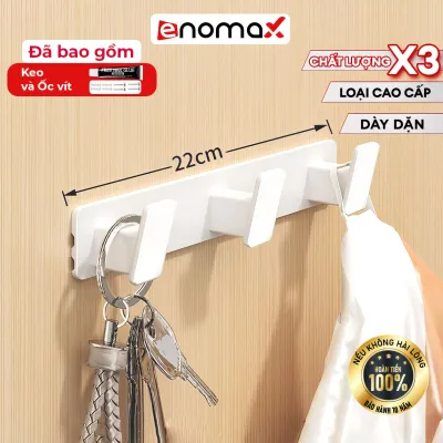 Móc treo quần áo Enomax đa năng dán tường chất liệu nhôm hàng không chống gỉ Chịu lực lên tới 50kg tặng kèm keo dán.