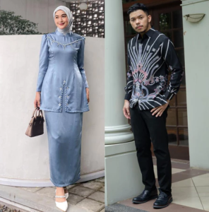 Couple Kemeja Batik Baju Kondangan Melayu Bahan Satin Polos Payet FAYRA Kebaya Lamaran