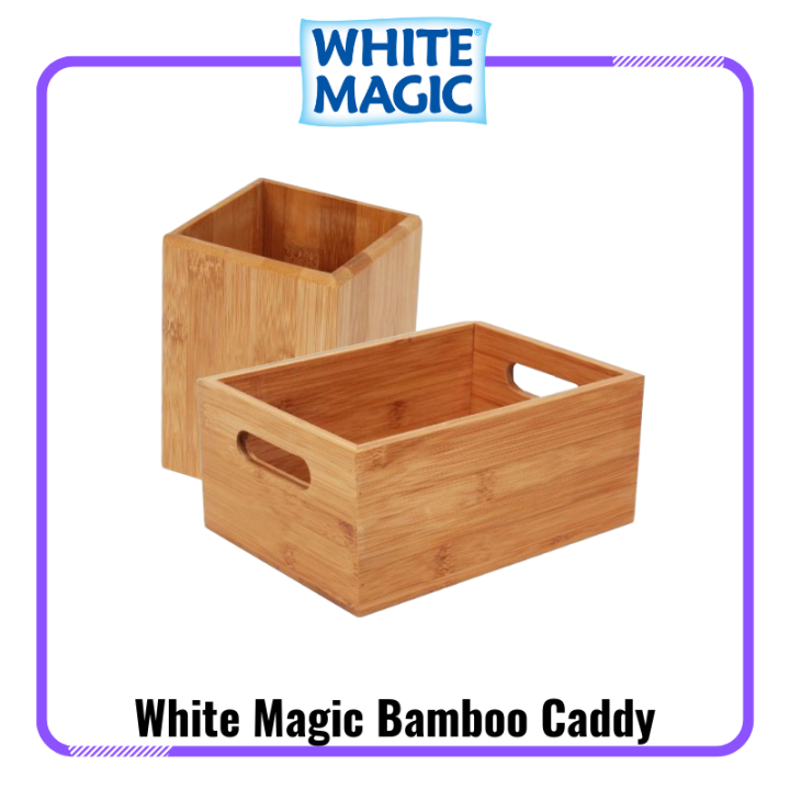 White Magic Bamboo Caddy: Stylish and Versatile Storage for Any Room ...