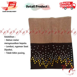 Ciput rajut dua warna gliter/ bandana 2 tone tabur manik diamond