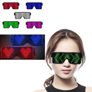 BC LED Glasses USB Rechargeable Light Up Glow Sunglasses With 8 Animation Modes For Halloween Christmas and Various Festival Parties