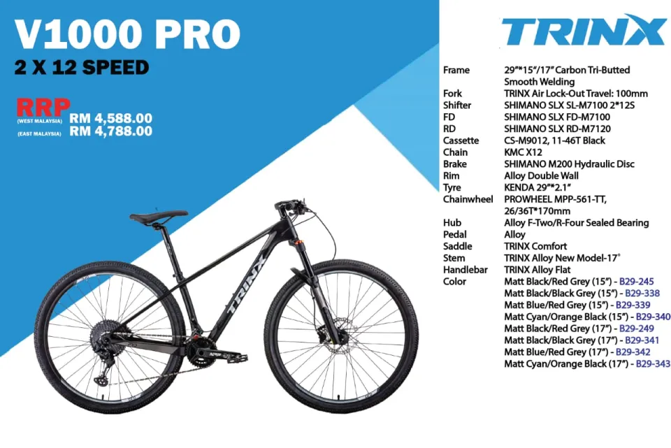 Mtb Trinx H1900 Pro TRINX BIKE V1000 PRO Carbon Frame Mtb 29 X12 Shimano SLX