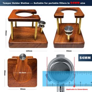 NEOUZA Espresso 51/54/58mm Tamper Station Coffee Tamping Stand Holder for Tamper Distributor Portafilter Natural Rosewood Wooden