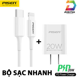 Bộ Sạc Nhanh Pisen PD 20W Cho iPhone iPad Chính Hãng ( Combo Củ & Cáp )