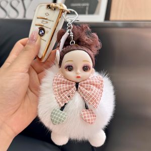 พวงกุญแจ เด็กขนฟูน่ารัก YS307 พวงกุญแจขนนุ่ม เด็กสาวตาแป๋ว Fluffy ตุ๊กตาน่ารักๆ ห้อยกระเป๋า เป็นของขวัญ พร้อมส่งจากไทย