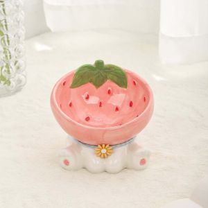 R1A9M High Foot Ceramic Puppy Kitten Cat Feeder Drinker Protection Cervical Vertebra Drinking Eating Feeders Water Feeder Container Pet Feeder Bowl Cat Food Bowl Pet Supplies