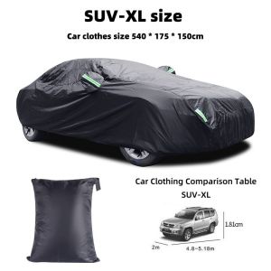 Car clothes car covers all black coated with silver cloth car clothes rainproof and sunscreen belt car cover polyester reflective strip car clothes
