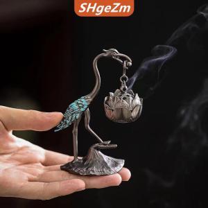 [COD] SHgeZm Cần cẩu hương chủ bếp sen hương hợp kim cổ sen treo bếp trà lễ thủ công trang trí gia đình