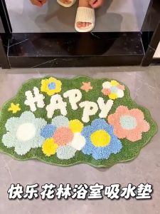 Thick Anti Slip Plush Floor Mat Flower Carpet Doormat Kitchen Bathroom Mat Home Decoration