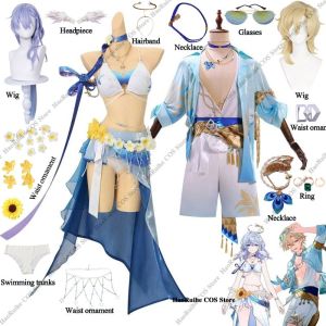 HSR Aventurine Waveflair Robin Summeretto Cosplay Costume Wig Honkai Star Rail Swimsuit Beach Party Halloween Role Play Outfit h2610