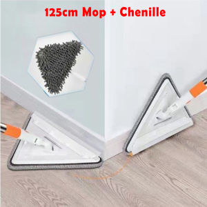 Extendable Triangle Mop Duster Microfiber Chenille DIY 125cm 140cm Glass Wiper Removable Ceiling Siling Mop Segi Tiga Triangular Mop Pembersih Sudut Rumah Room Corner Mops Cleaning Rods Microfibre