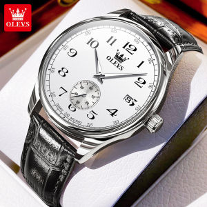 OLEVS watch for mens fashion gentleman quartz leather relo for men deep waterproof digital dial design without second hand precise timekeeping luminous Men Casual Watches