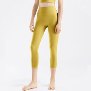 YueJi Seven Point Yoga Pants for Women High Waist Tights Hips Lifted No Embarrassing Line Sport Cropped Pants