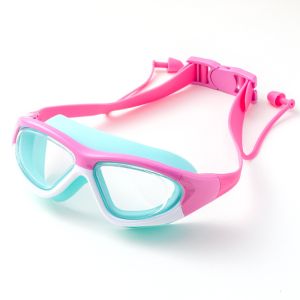BAGUO Trẻ em Snorke Trẻ em Cô Gái Rộng Tầm Nhìn Không thấm nước BƠI Bánh Chống Sương Mù Earplug Thể thao Kính Kính bơi Swim Eyewear Bơi Kính Dưới Nước Kính