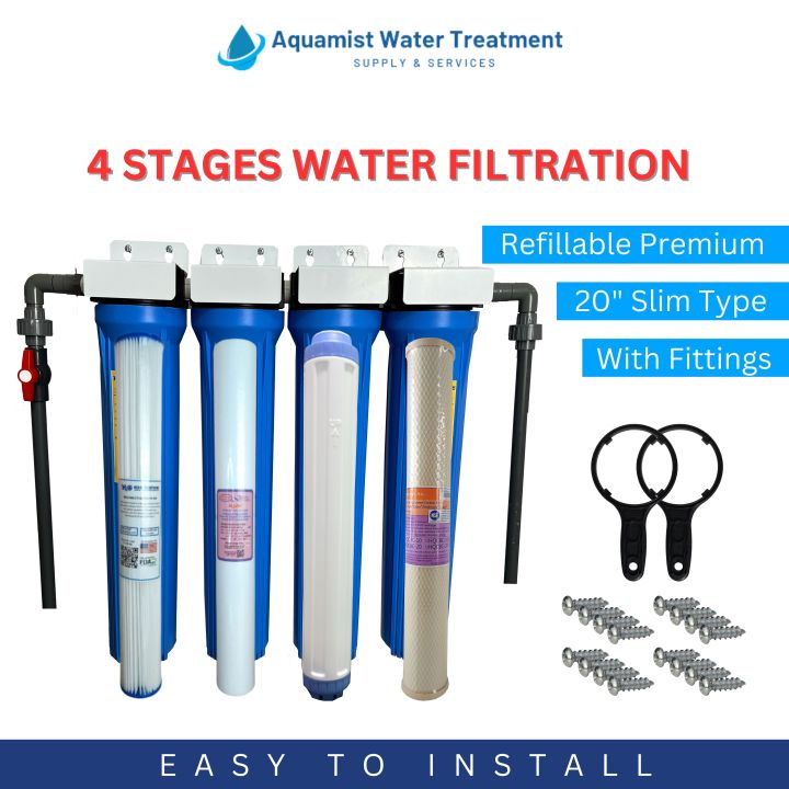 4 Stages Water Filter Refillable Deepwell Premium Heavy Duty Complete ...