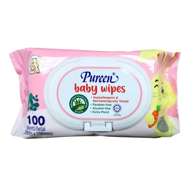 Pureen Baby Wipes Pink Scented 100s