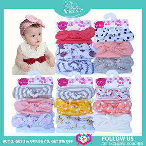 VREN 3Pcs/Set New Floral Bows Solid Color Baby Girl Headbands Girls Headband Turban Newborn Bow knot Elastic Hair Band Accessories