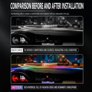 RGB LED Car Interior Ambient Lighting with APP Control Music Sync Wireless Front Glass Decorative Light