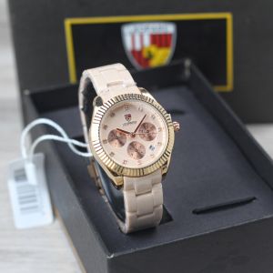 Jam tangan Wanita Leopard 6237 tali rantai keramik tanggal aktif chrono off bulat analog original