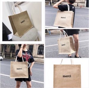 Túi Cói MerCi Quai Xách ELUY Hot Hit Kiểu Dáng Vintage Đi Học Đi Biển Du Lịch Làm Việc Đựng Laptop Bỉm Sữa Kiểu Dáng Túi Tote Chất Liệu Vải Bố Lanh Cao Cấp Đường Chỉ Chắc Chắn Và Tinh Tế - Mã TG051