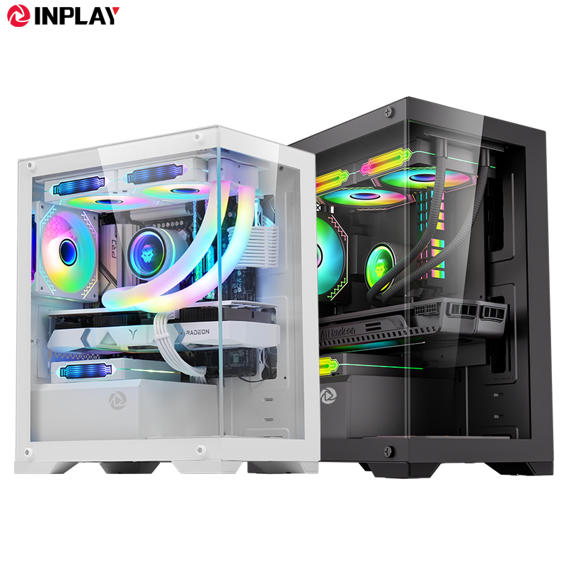 Inplay OpenView V100 PC Case Gaming Computer Case Mid-Tower M-ATX Desktop Case With Tempered Glass