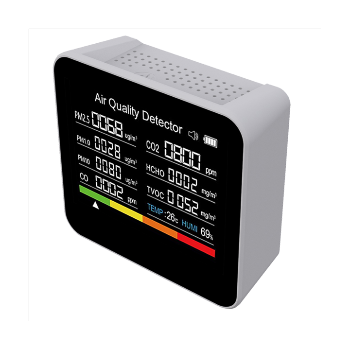 Détecteur Portable D'Ozone Et Qualité D'Air - Mesure O3, PM2.5, PM10, TVOC, Température, Humidité | Écran LCD 2.8" | Batterie 2000mAh | Garantie 2 Ans
